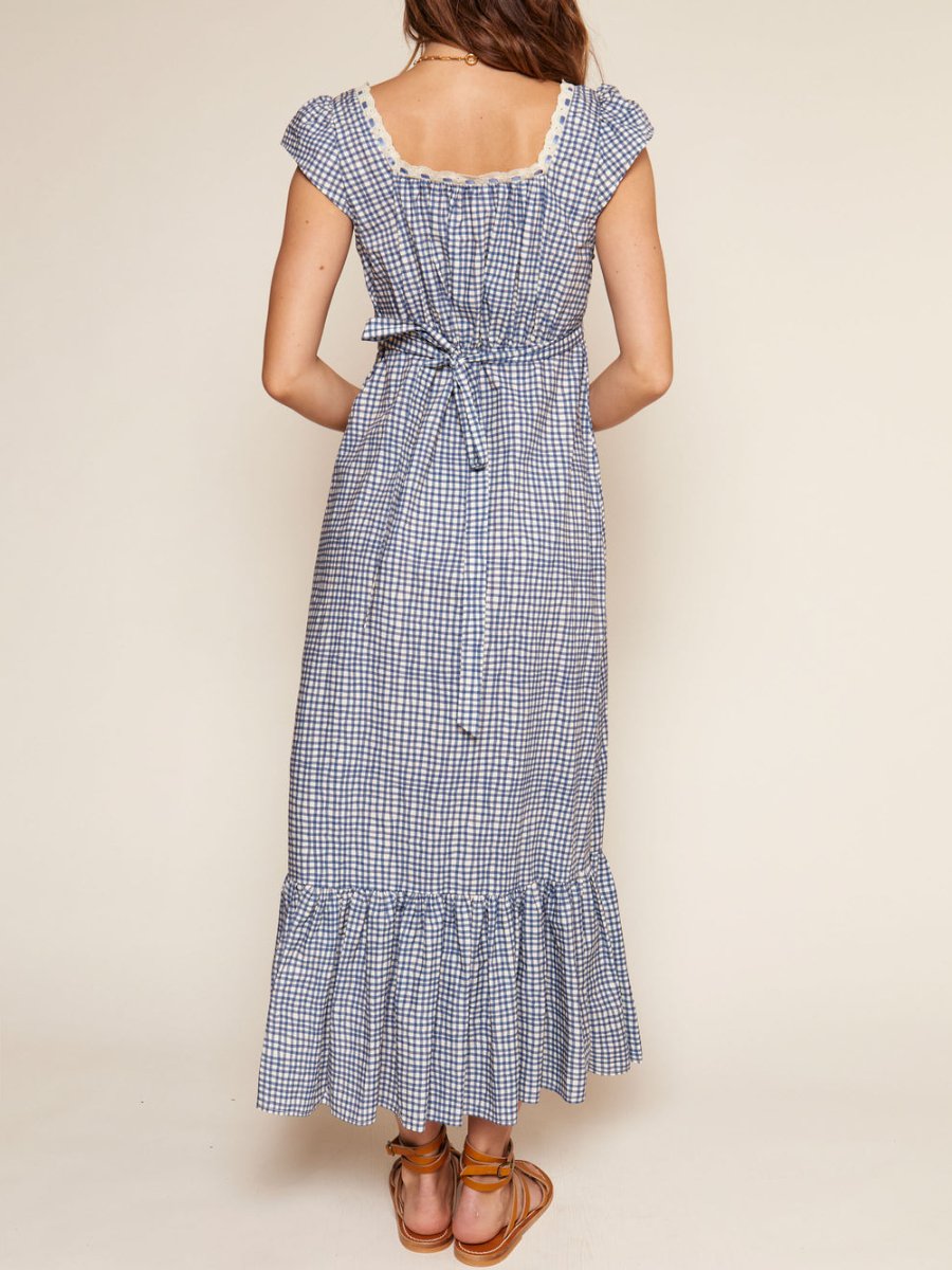 Painted Checks Cotton Midi Dress