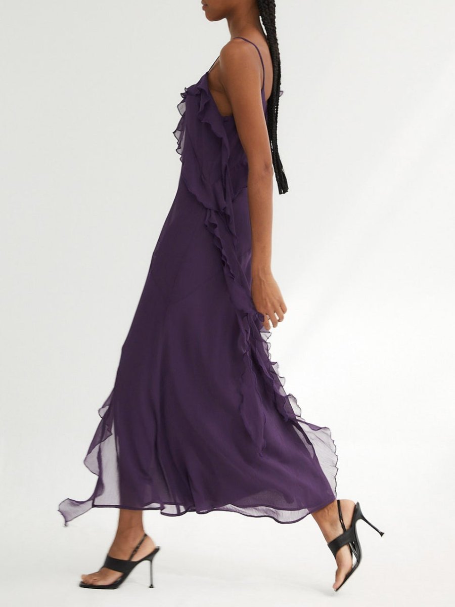 Purple Victoria Ruffle Maxi Dress