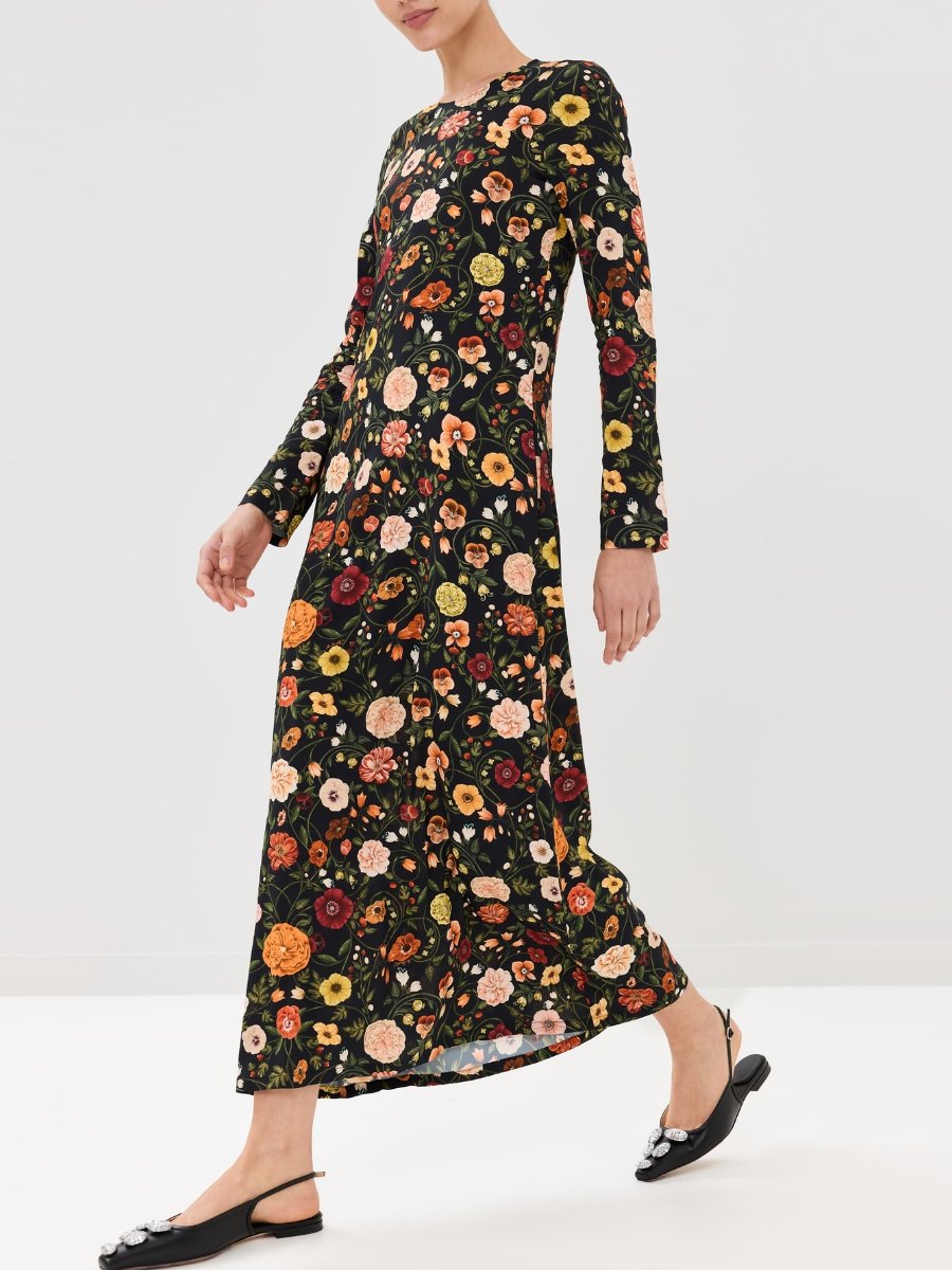 Long Sleeve Floral Swing Maxi Dress