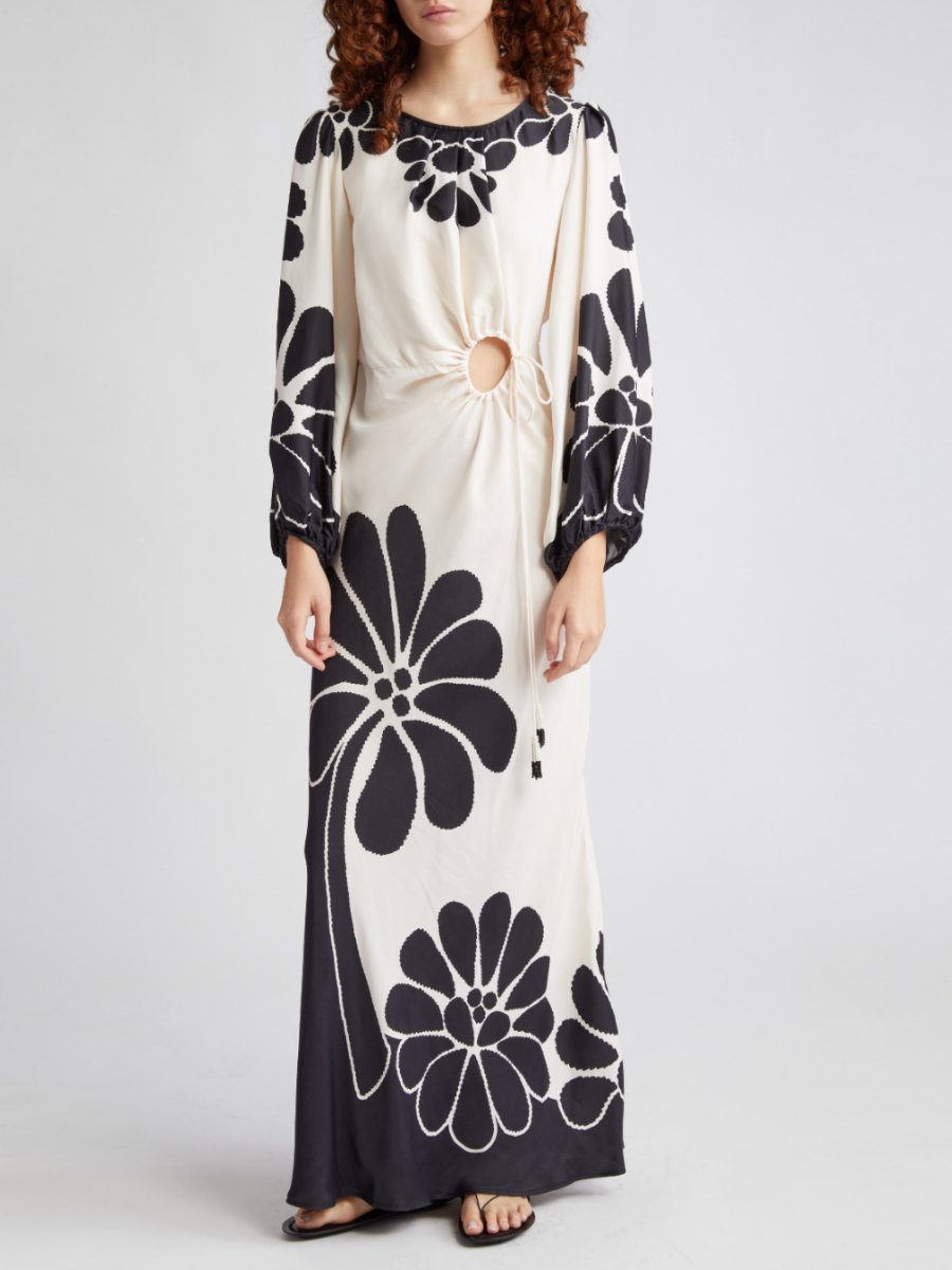 Cutout Long Sleeve Maxi Dress