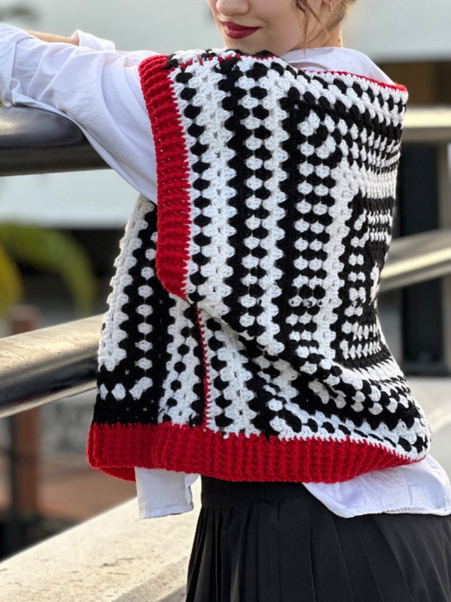 Black And White Crochet Sweater