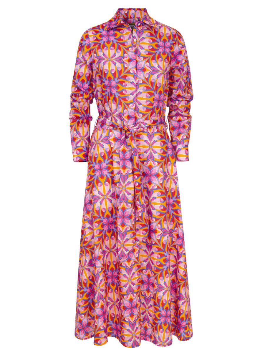 Multicolor Geometric Cotton Maxi Dress