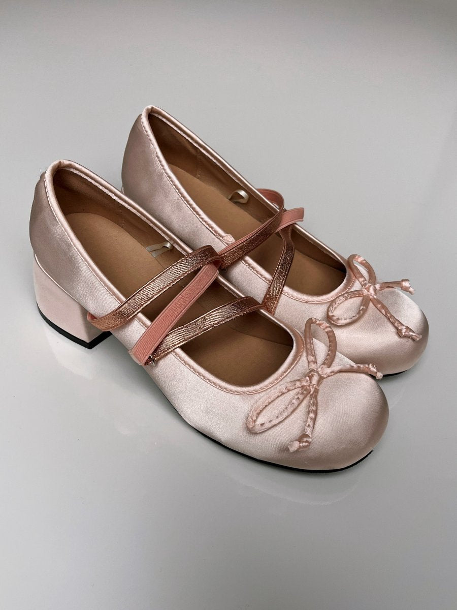 Round Toe Low Heels Satin Ballerina Flats