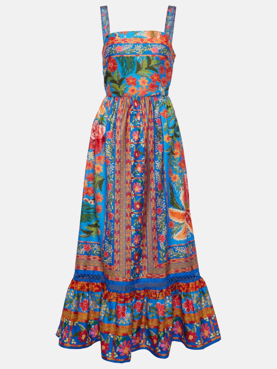 Stiched Garden Blue Maxi Dress