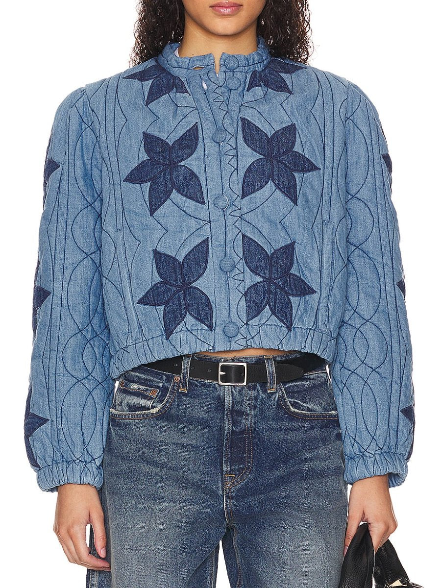 Quinn Quilted Indigo Floral Jacket