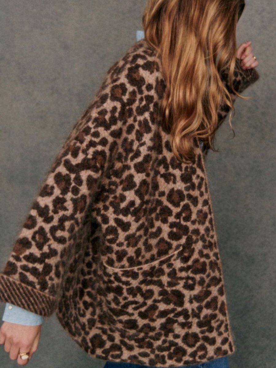 Leopard Jacquard Knit Jacket