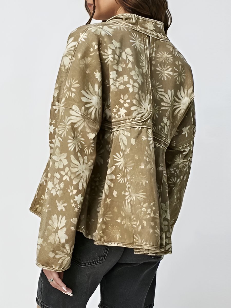 Floral Printed Green Jacket