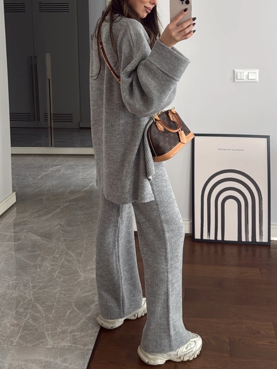 Soft Relaxed Fit Gray Two Piece Set