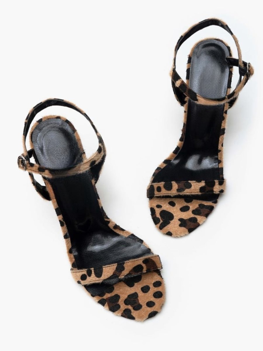 Leopard Print High Heeled Sandals