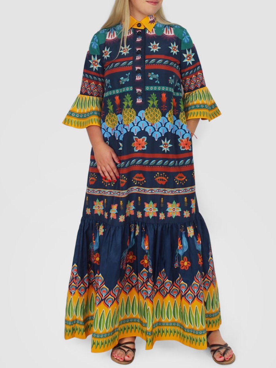 Multicolor Patchwork Maxi Dress