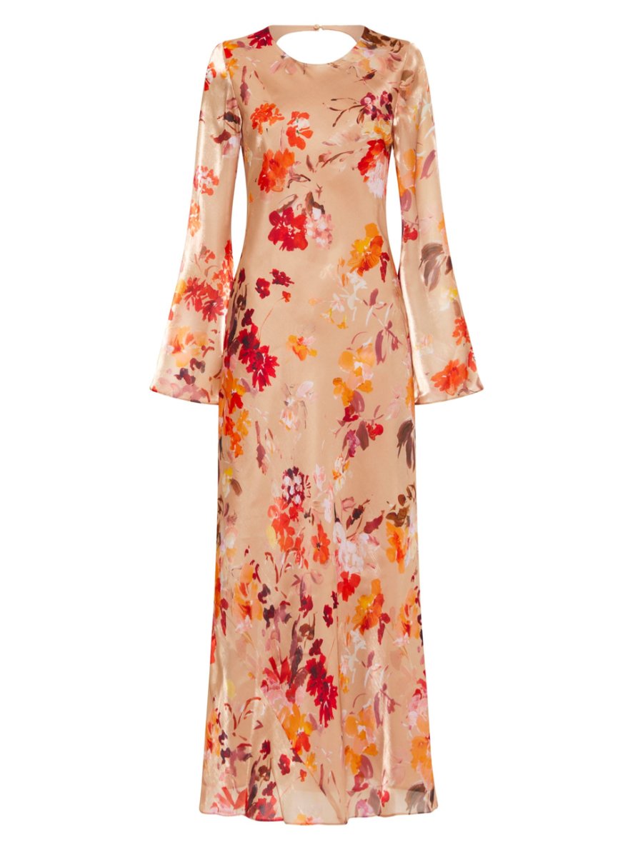 Floral Print Satin Maxi Dress