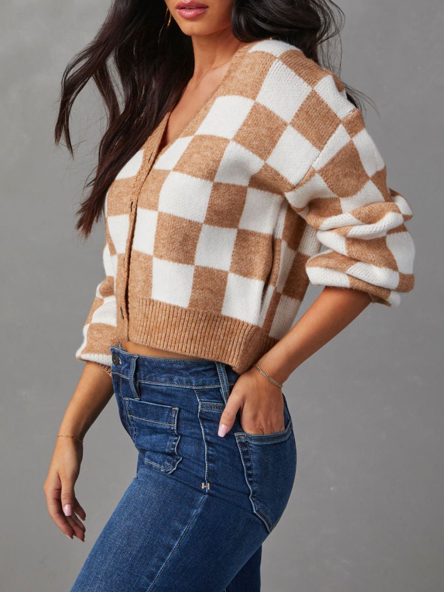 Checkmate Pocketed Knit Cardigan