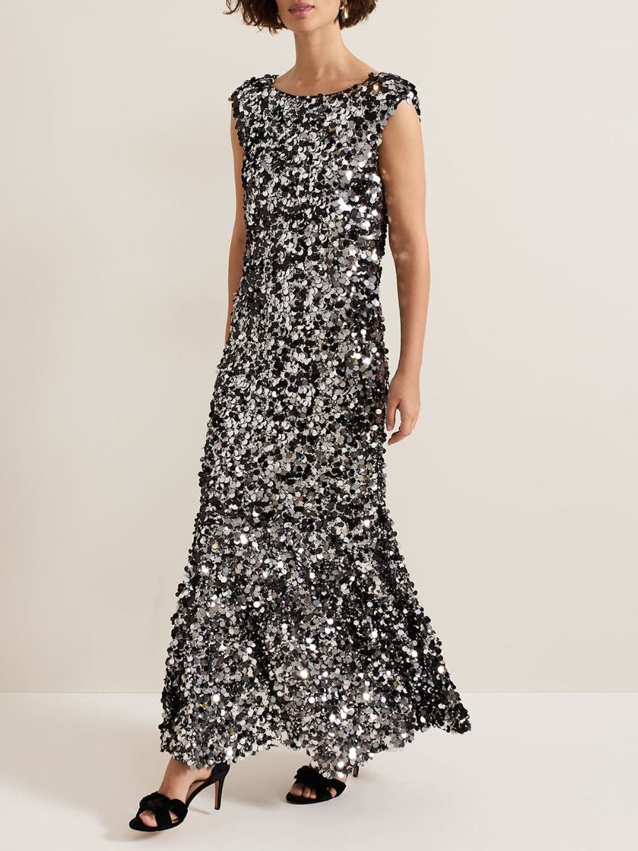 Sleeveless Sequin Maxi Dress