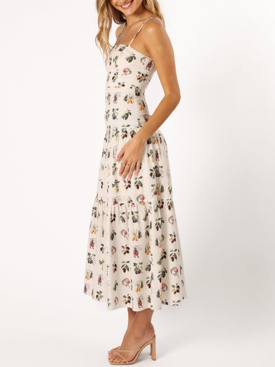 A-Line Floral Vintage Midi Dress