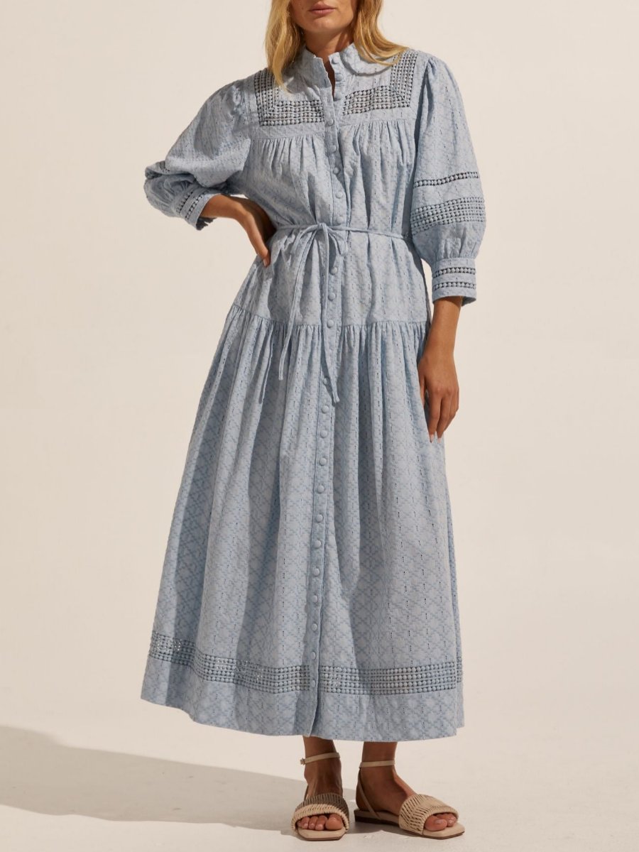 Raglan Sleeve Sky Midi Dress