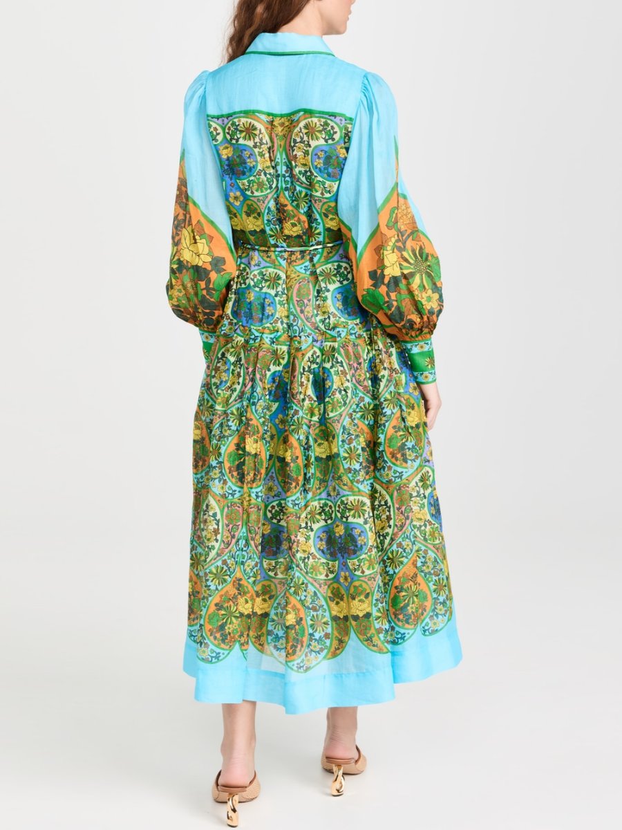 Floral Ramie Shirt Maxi Dress