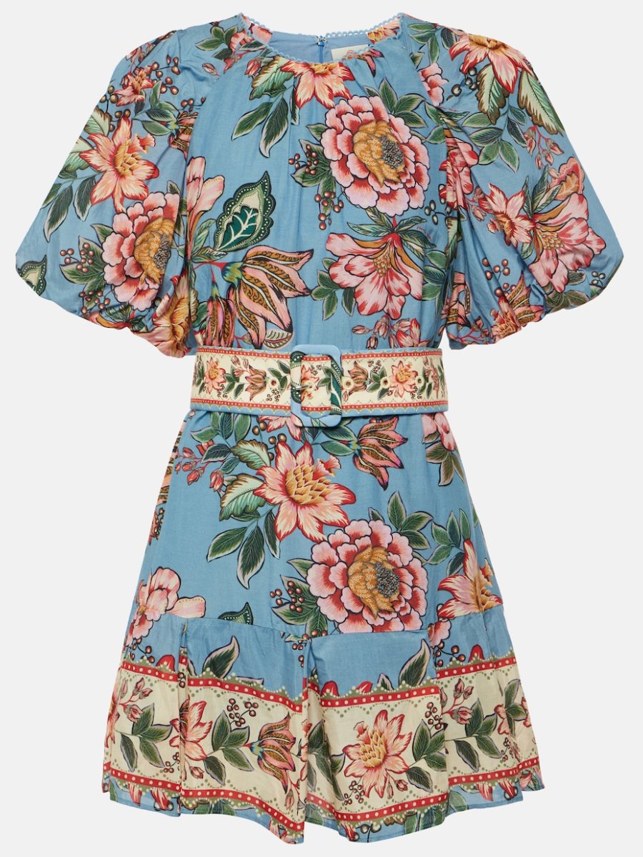 Bouquet Floral Belted Mini Dress