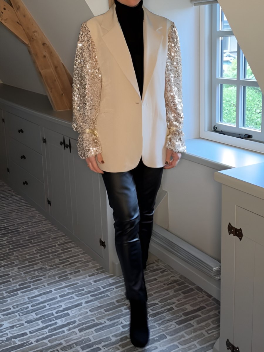 Sequined Sleeve Holiday Blazer