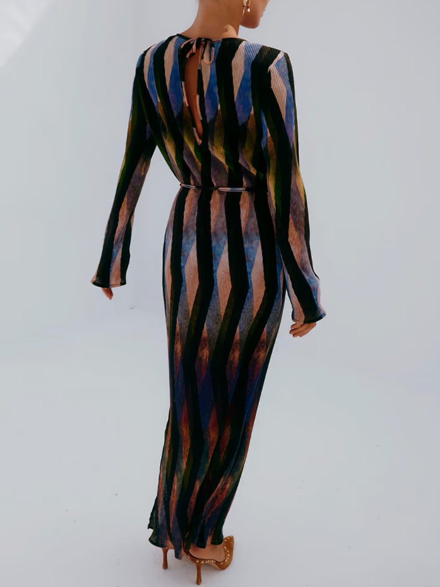 Zig Zag Print Stretchy Midi Dress