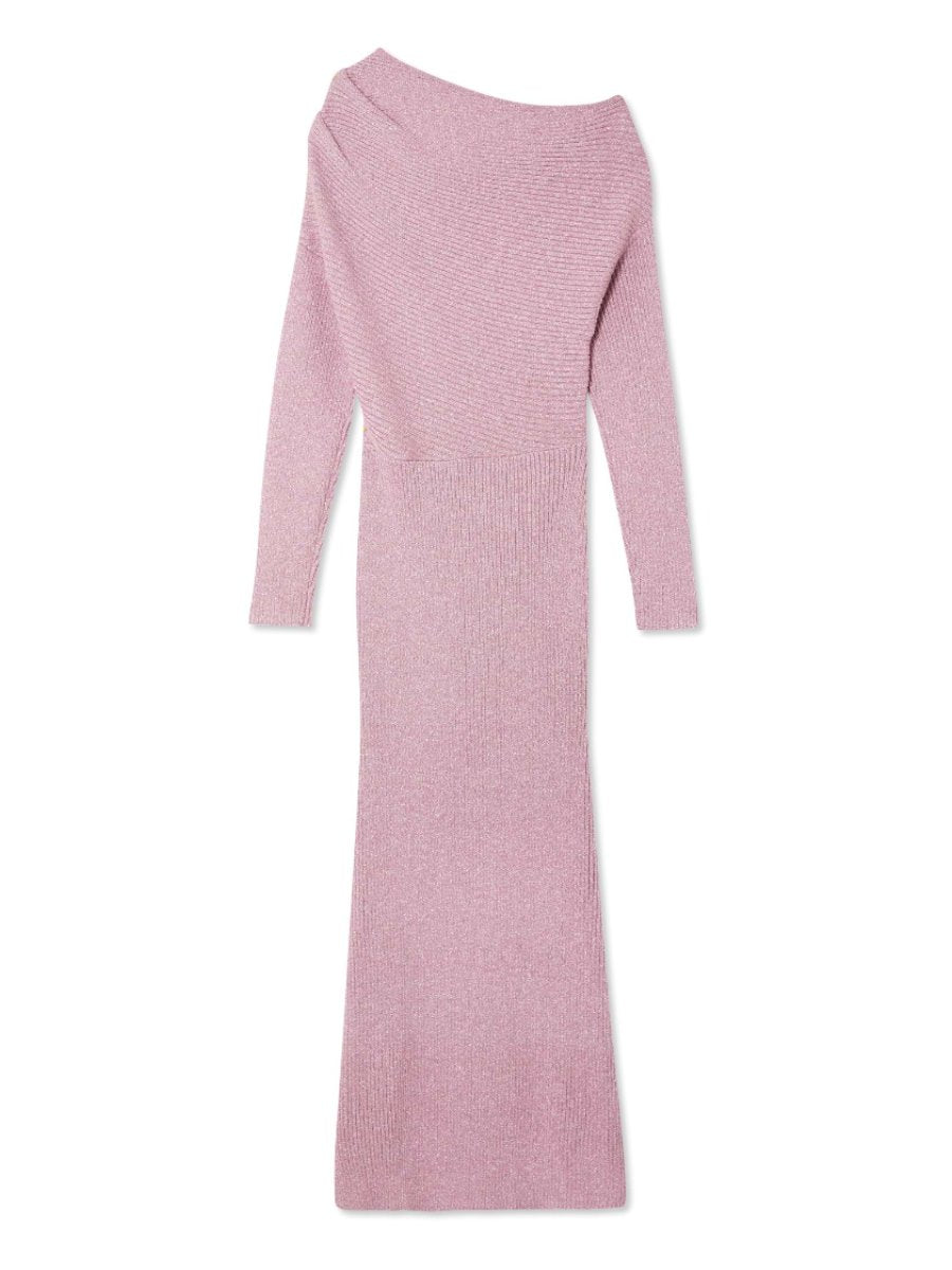 Pink Rib Knit Maxi Dress