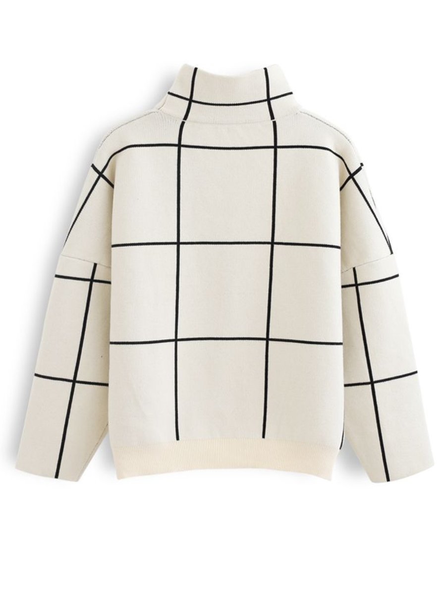 Grid Turtleneck Sweater