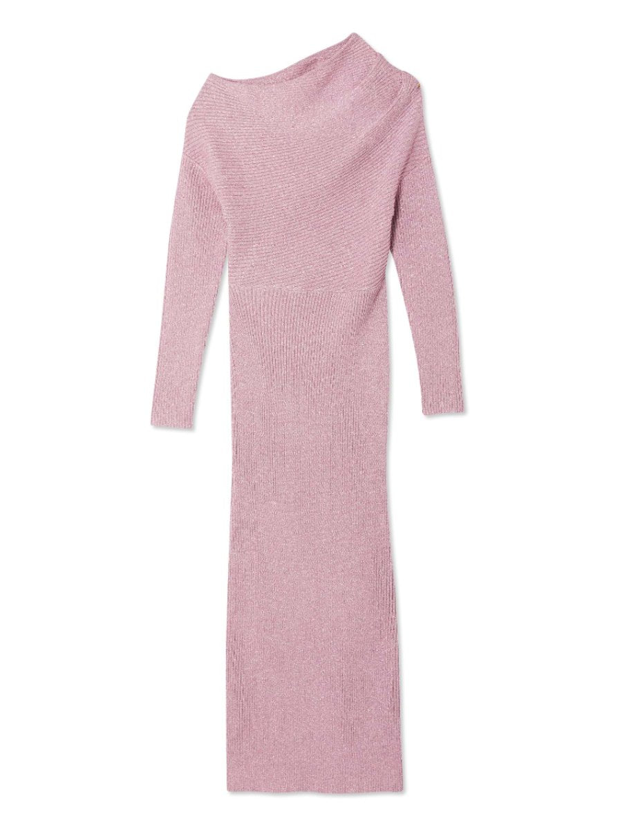 Pink Rib Knit Maxi Dress