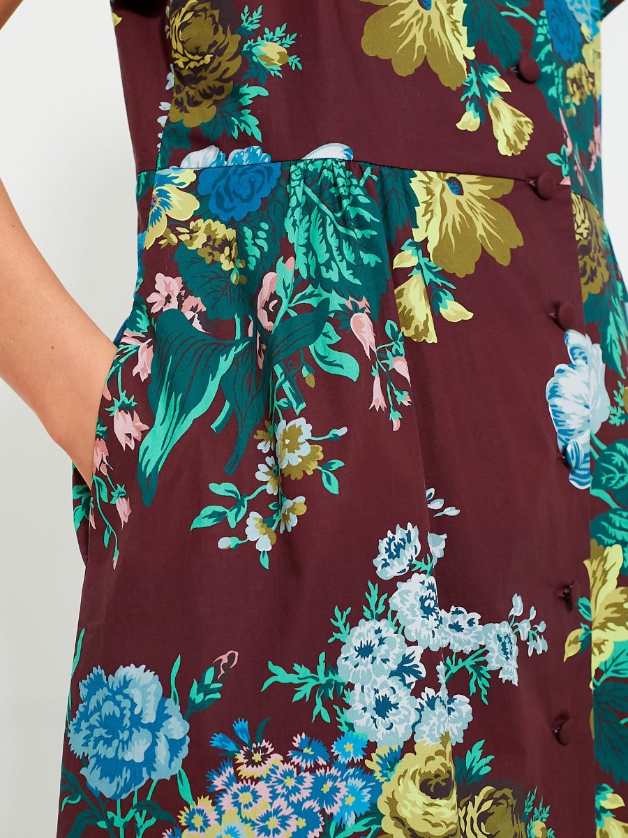 Oxblood Verdant Floral Midi Dress