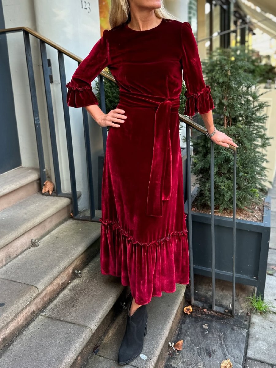 Classy Velvet Midi Holiday Dress