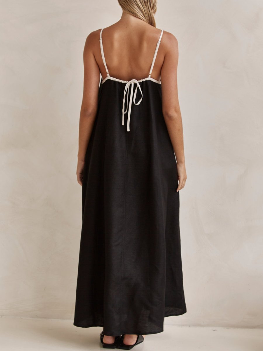 Black Linen Maxi Cami Dress