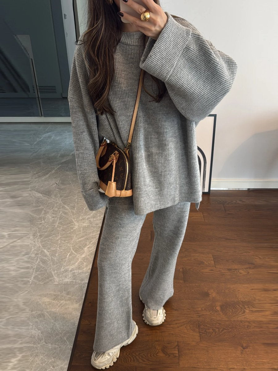 Soft Relaxed Fit Gray Two Piece Set