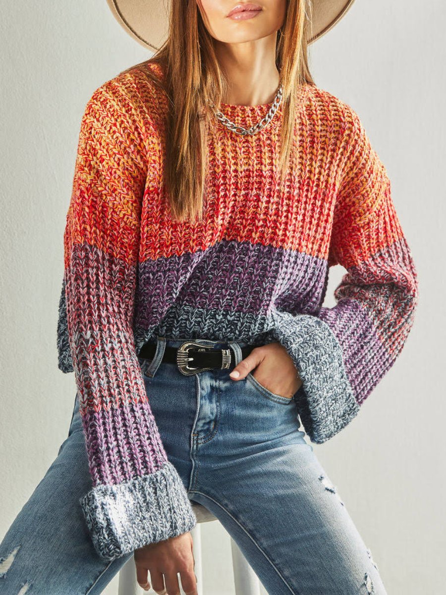 Multicolor Stripe Knit Sweater