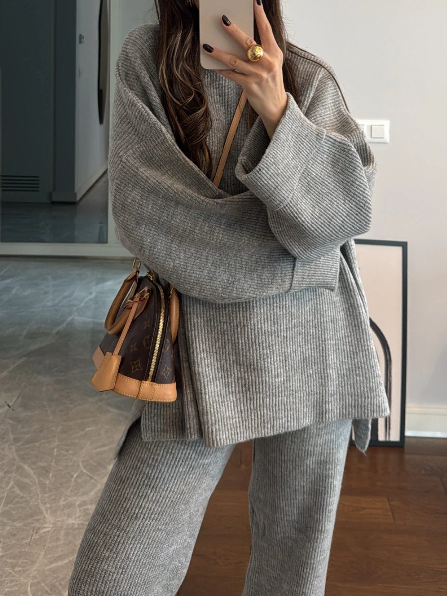 Soft Relaxed Fit Gray Two Piece Set