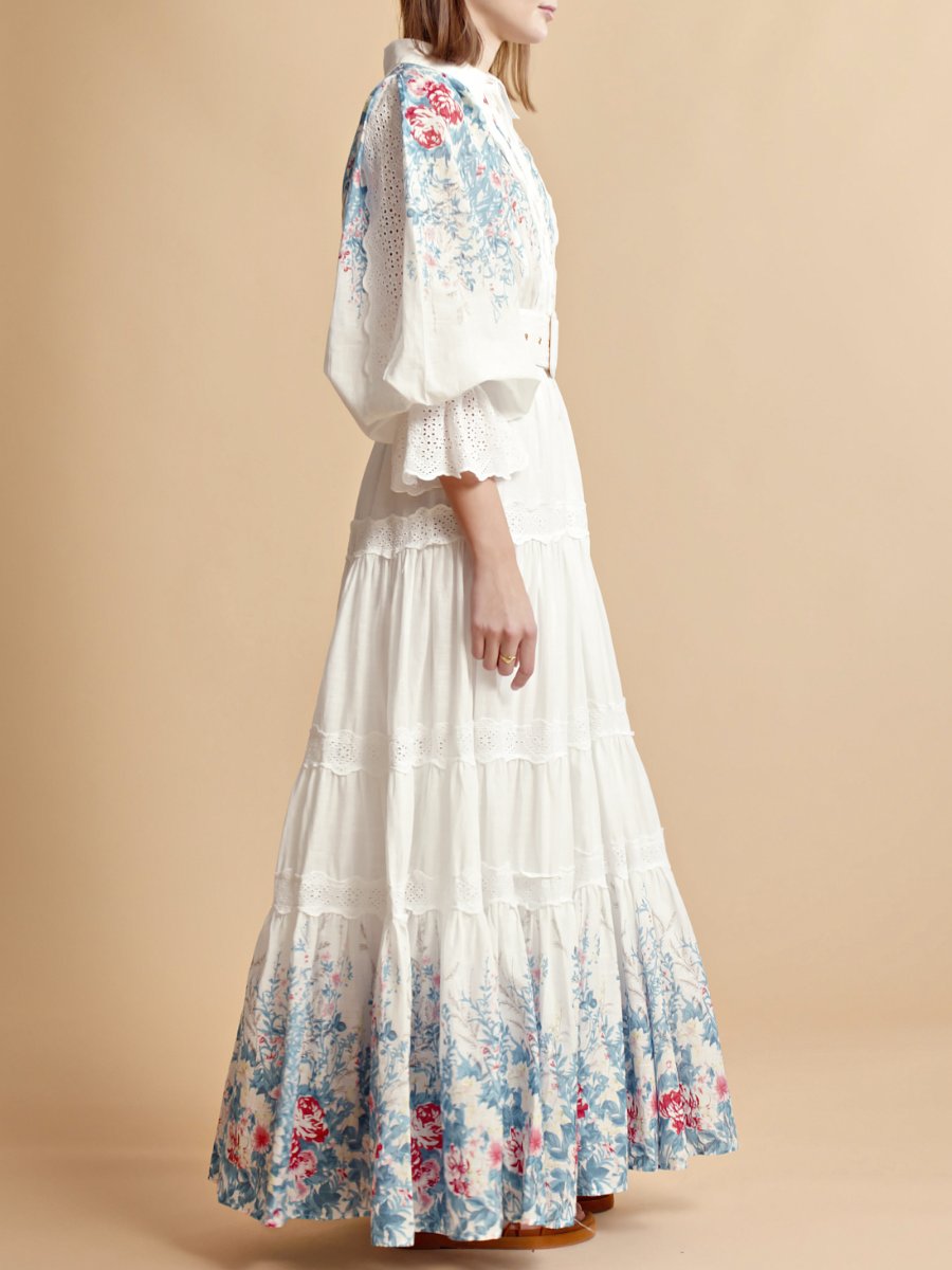 Blue Field Cotton Slub Maxi Dress