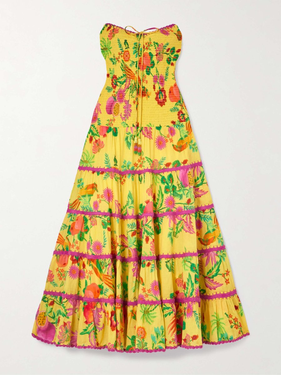 Delicate Fruit Garden Yellow Maxi Dress