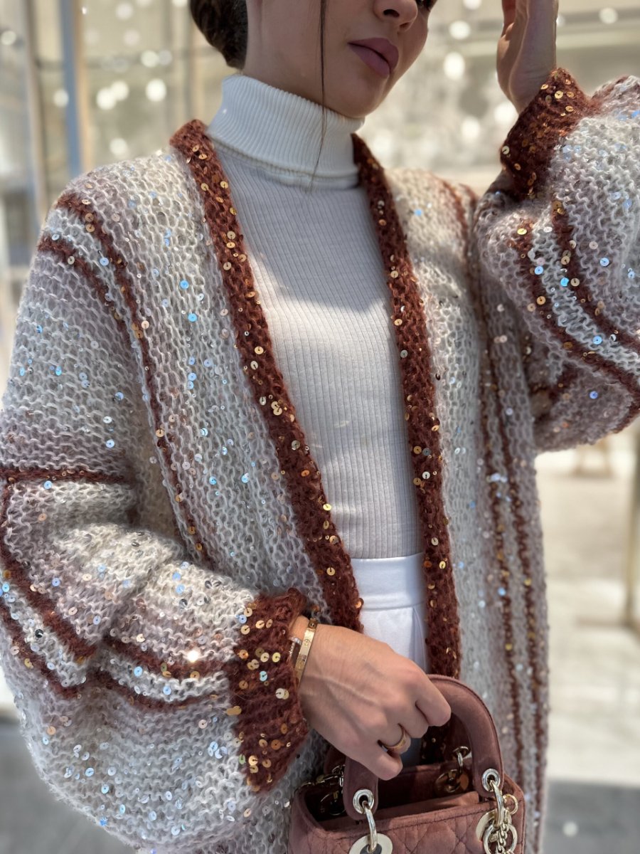 Knit Sequin Long Cardigan