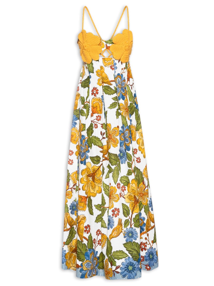 Natural Floral Sleeveless Cami Midi Dress