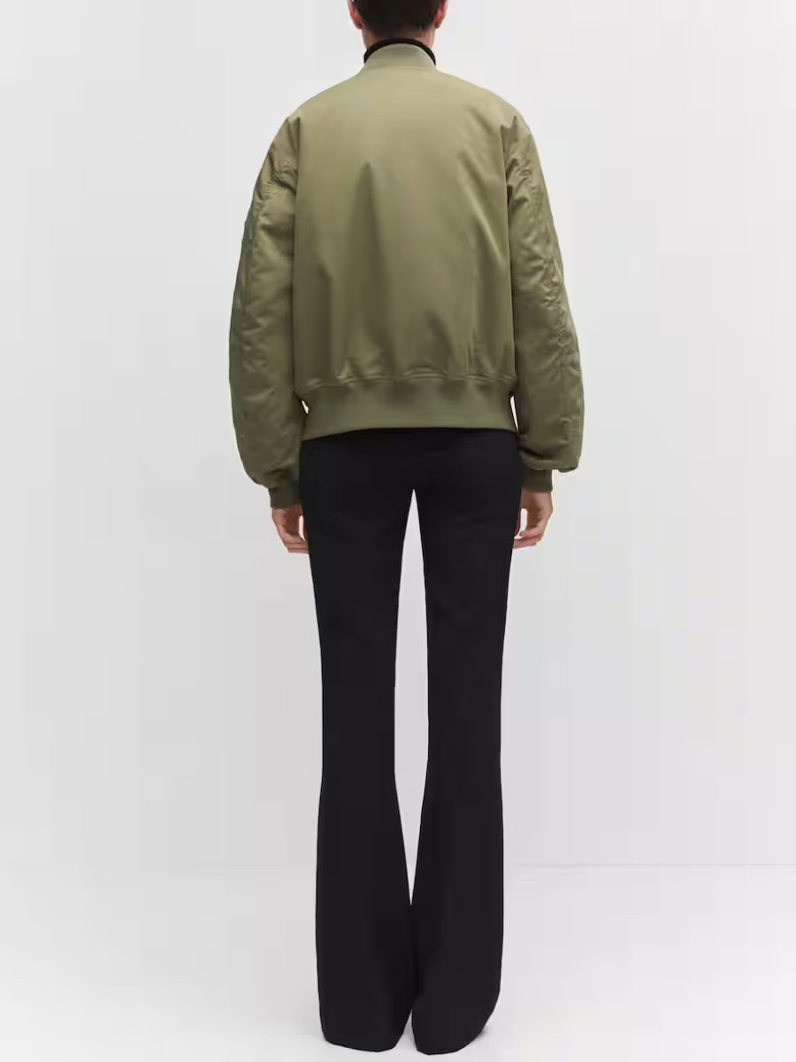 Khaki Oversized Bomber Jacket