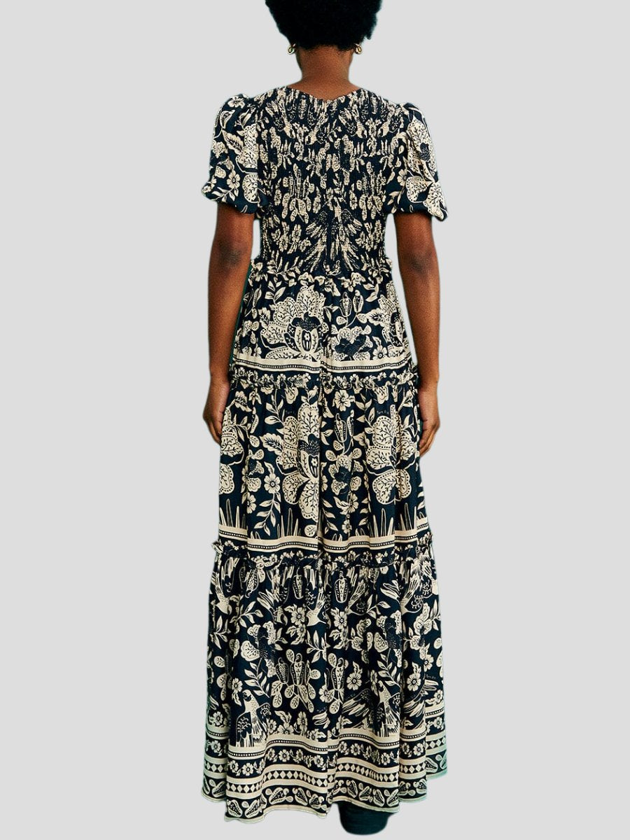 Black Graphic Floral Maxi Dress