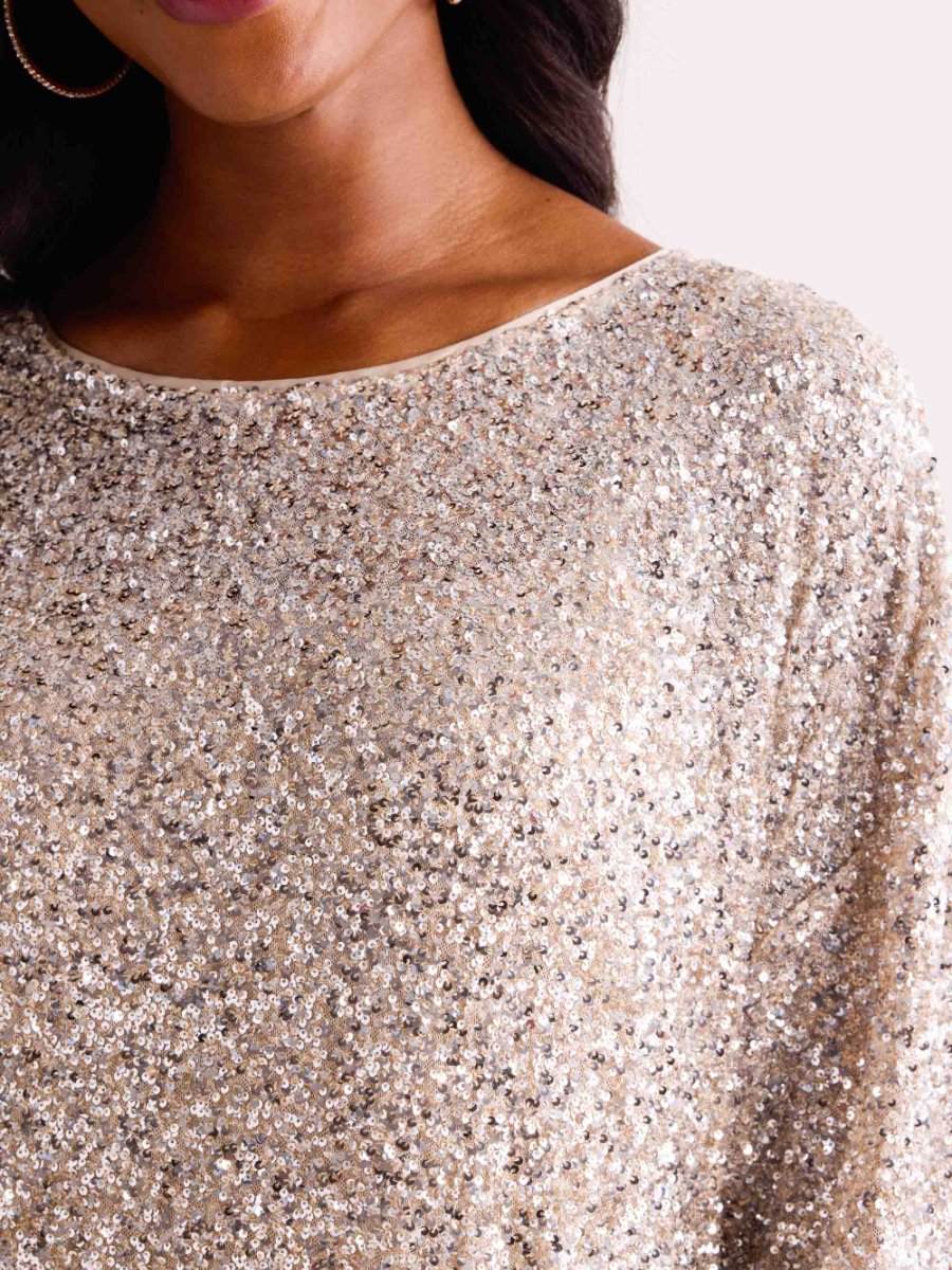 Long Sleeve Sequin Midi Dress