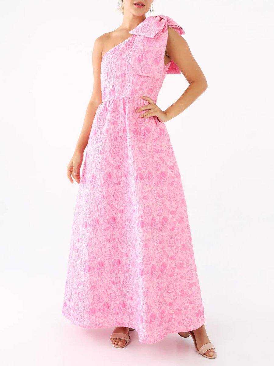 Pink Bubble Jacquard Maxi Dress