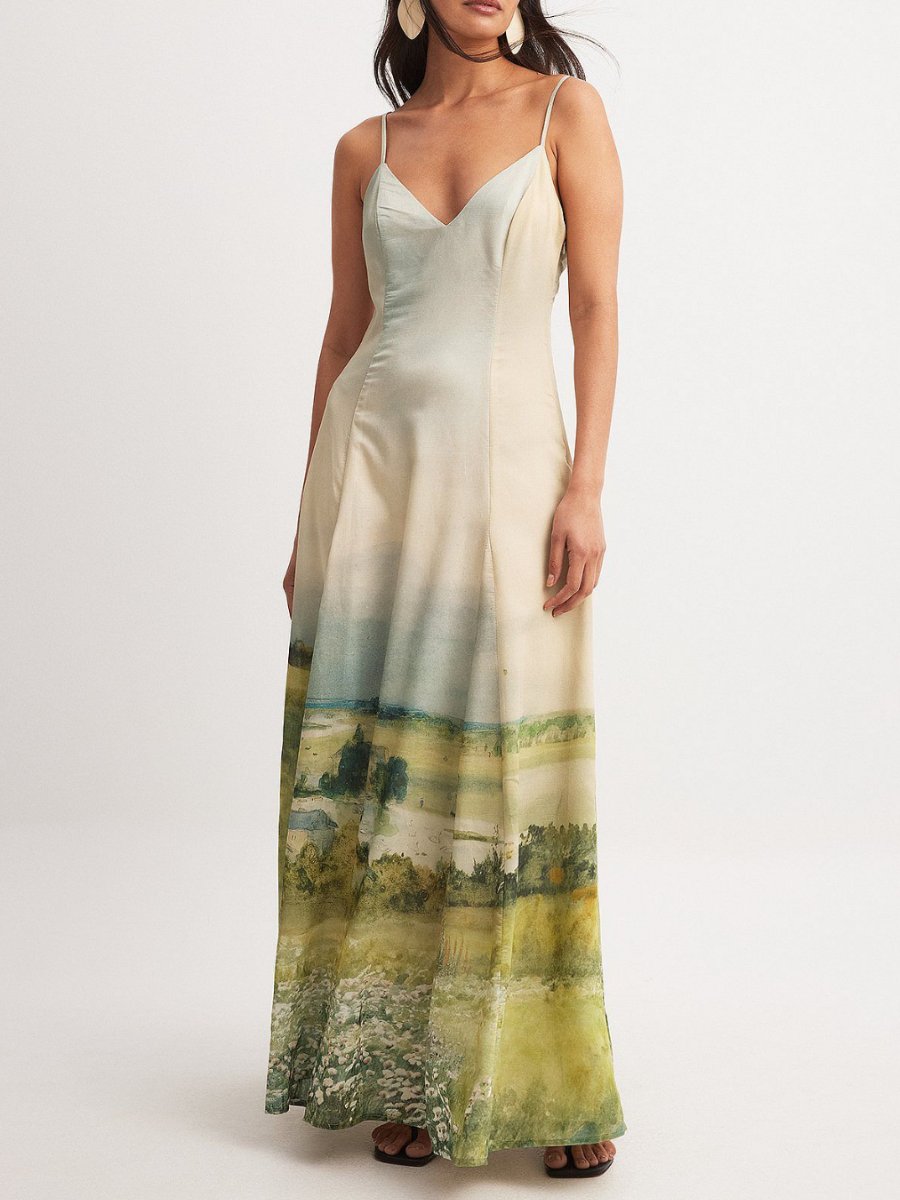 View Printed Slip Maxi Dress