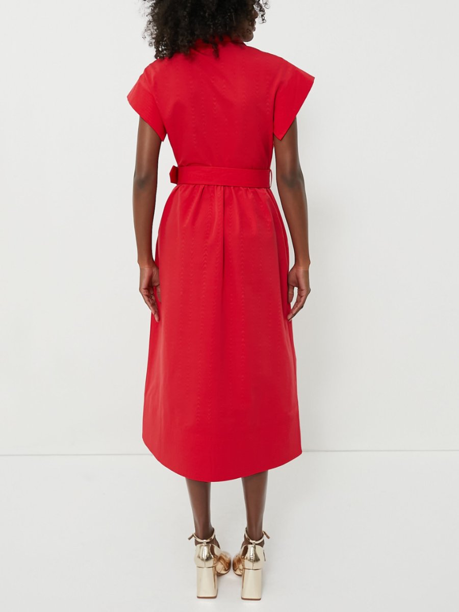 Red Elegant Cotton Midi Dress