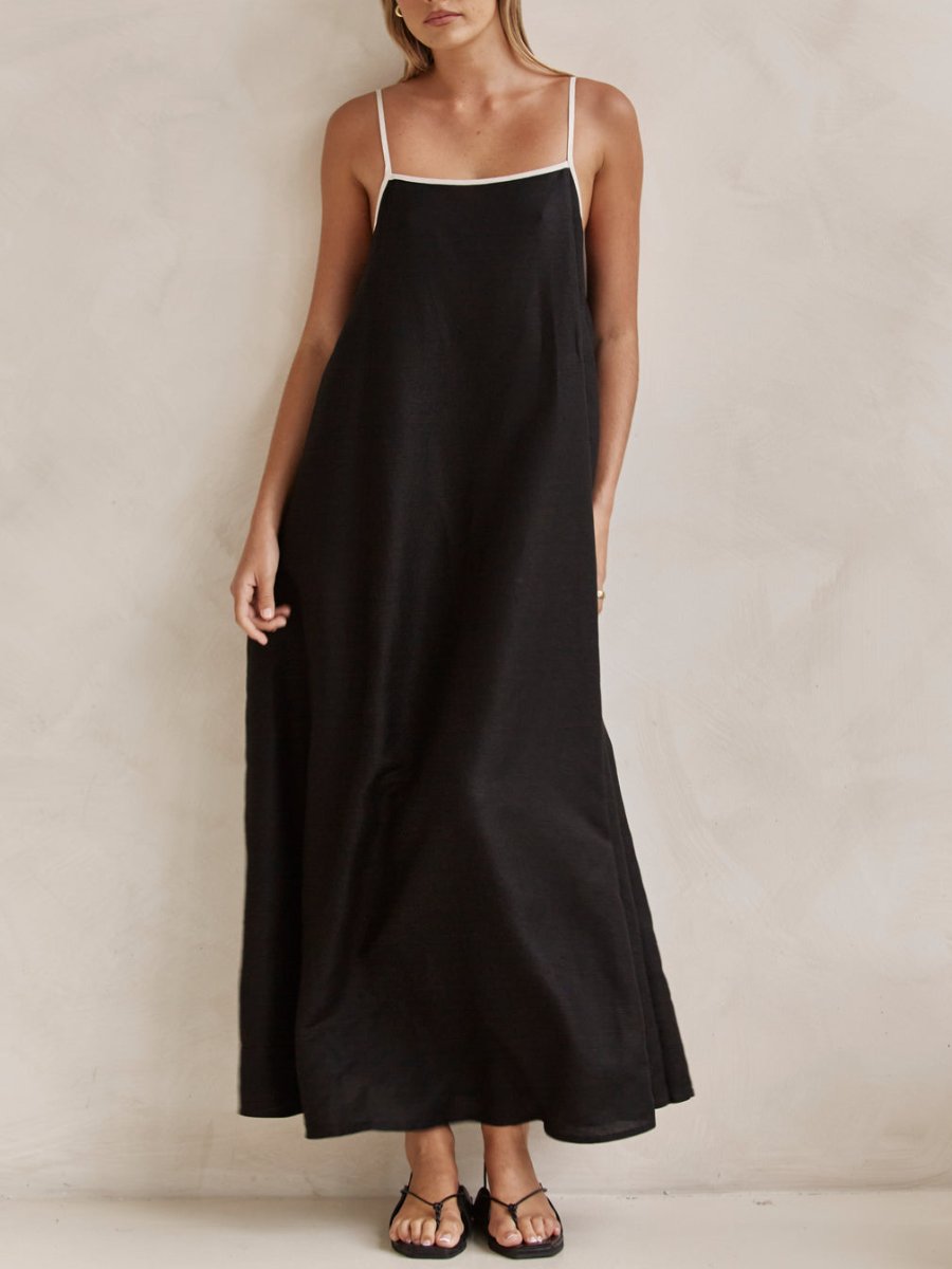 Black Linen Maxi Cami Dress