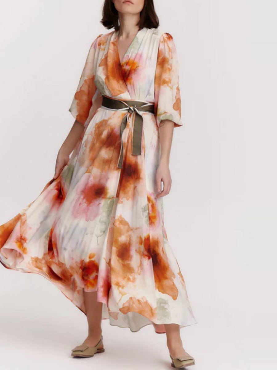 Tie-Dye Belted Midi Dress