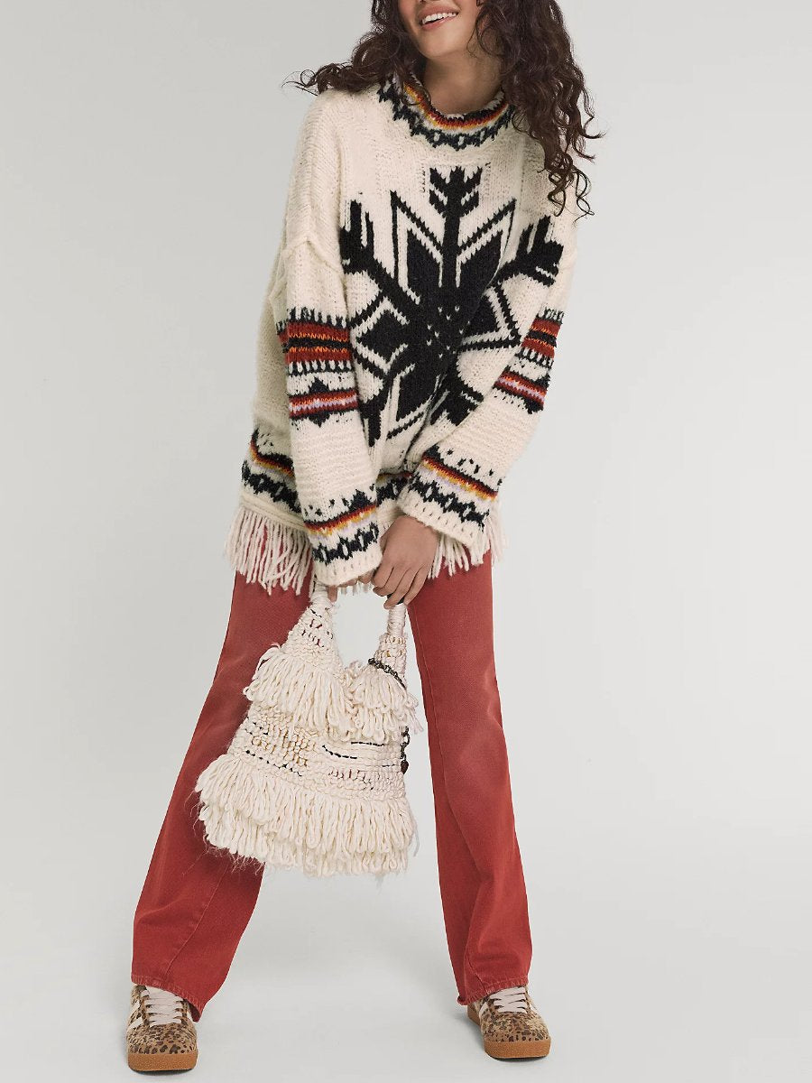 Fringe Trim Soft Sweater