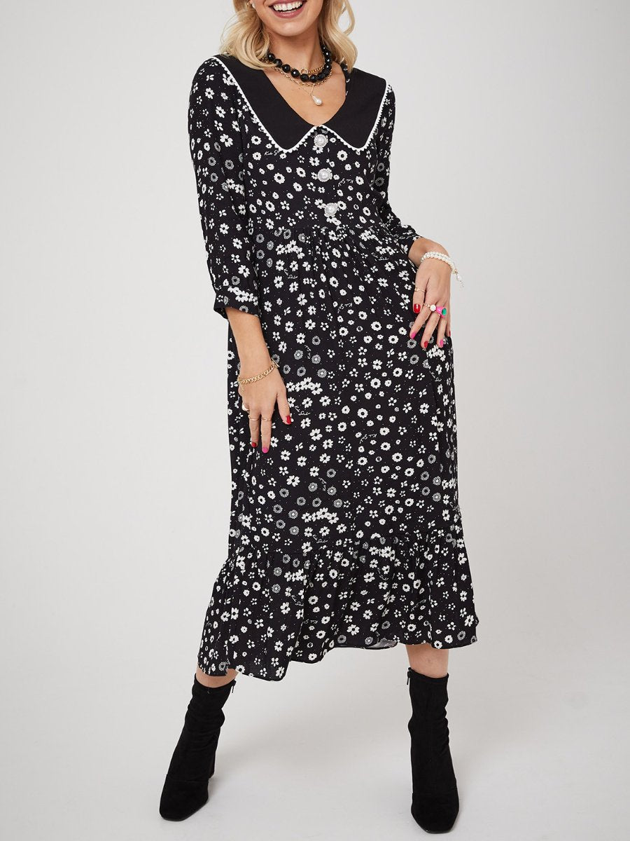 Polka Retro Floral Maxi Dress