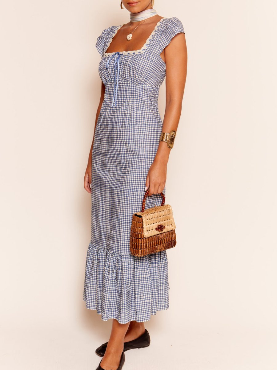 Painted Checks Cotton Midi Dress