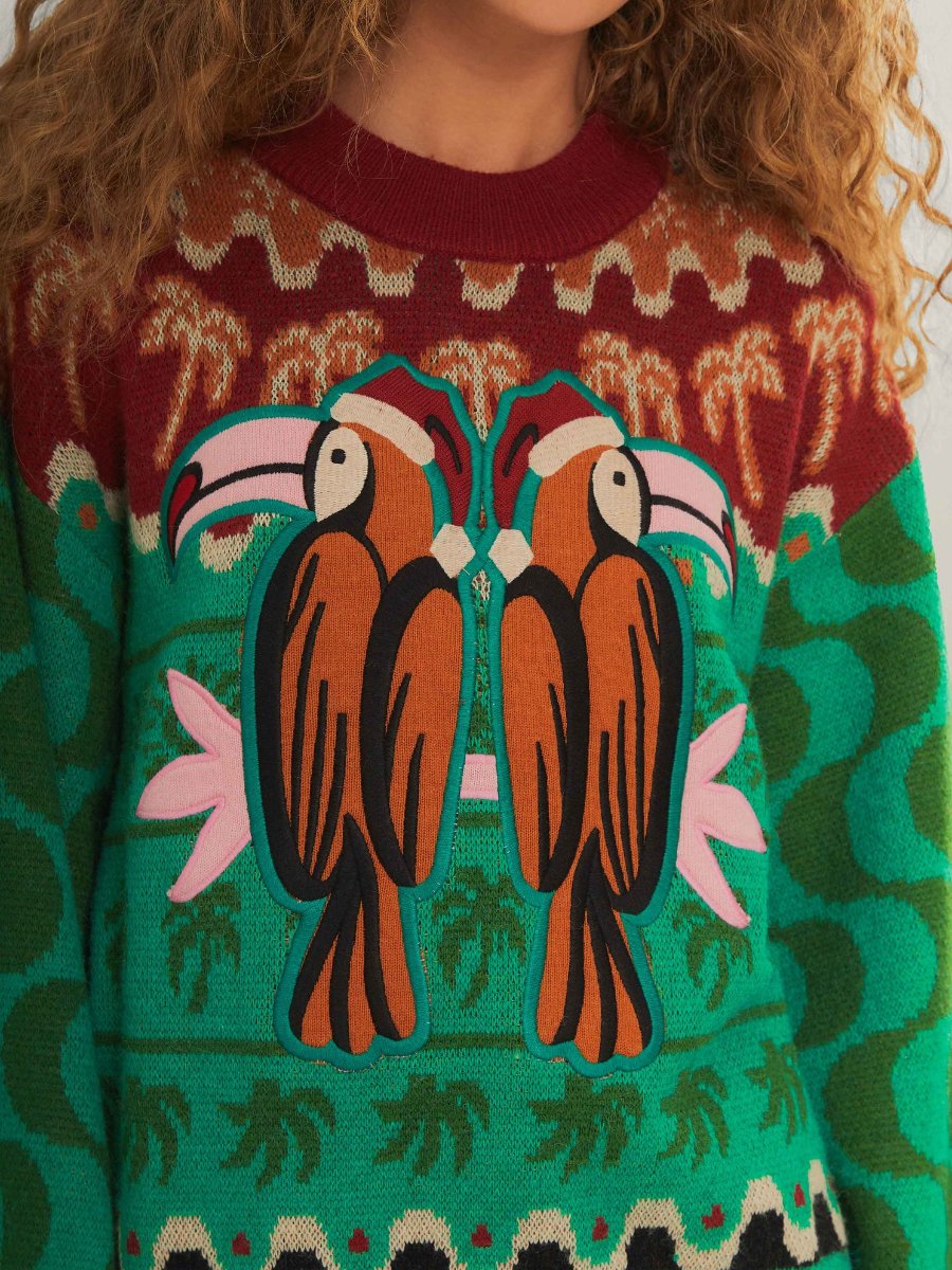 Green Toucans Knit Sweater