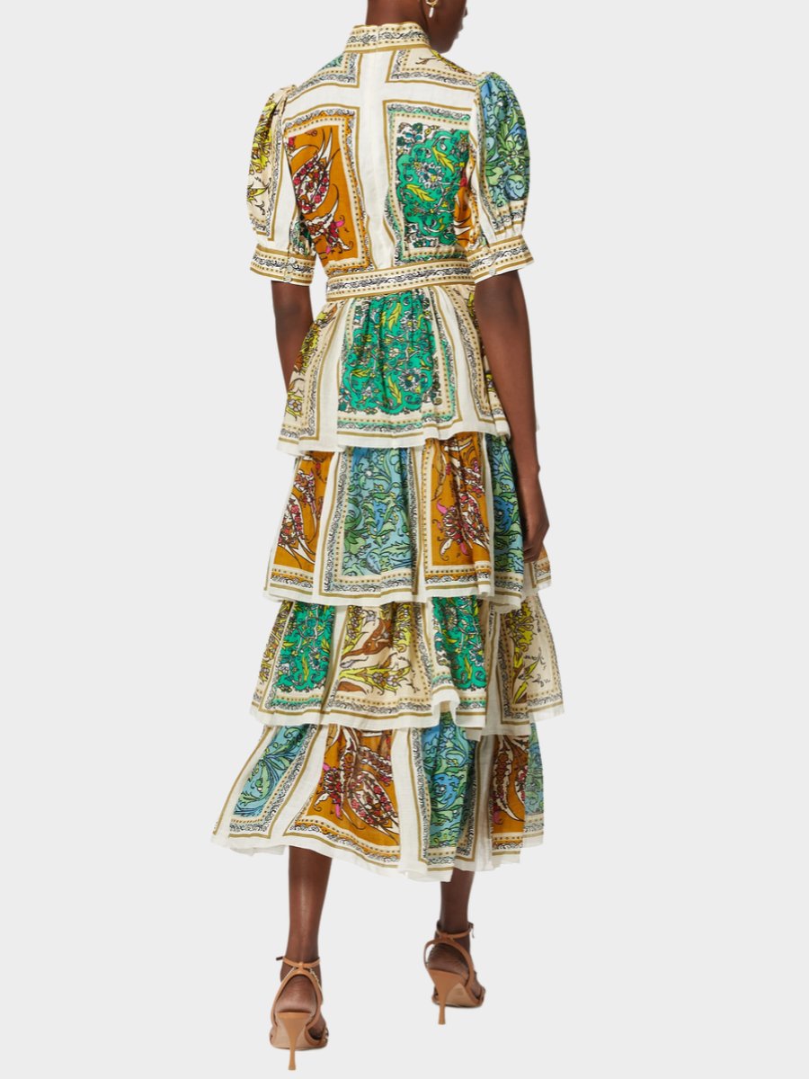 Multicolor Bohemian Tiered Midi Dress