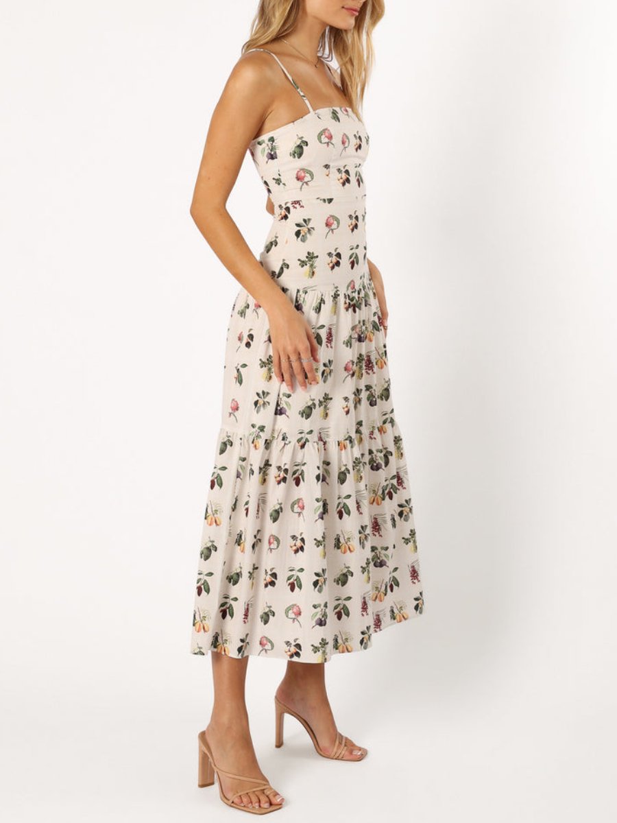 A-Line Floral Vintage Midi Dress